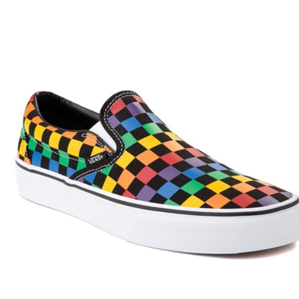 These are rainbow checkerboard vans !